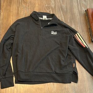 PINK Victoria's Secret Black Zip Up Sweater with Sporty Accents